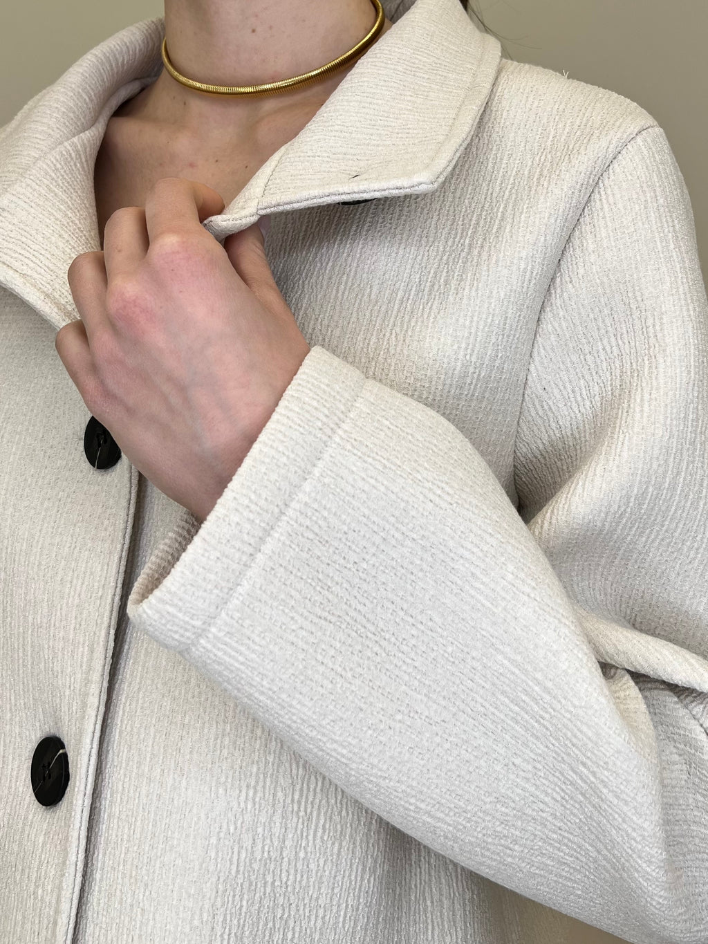 Cappotto Neoprene Colletto 990762 Ecru