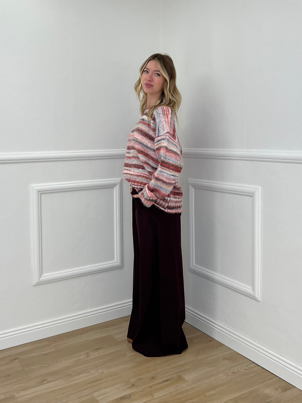 Maglia Righe Multicolor 37066 Burgundy