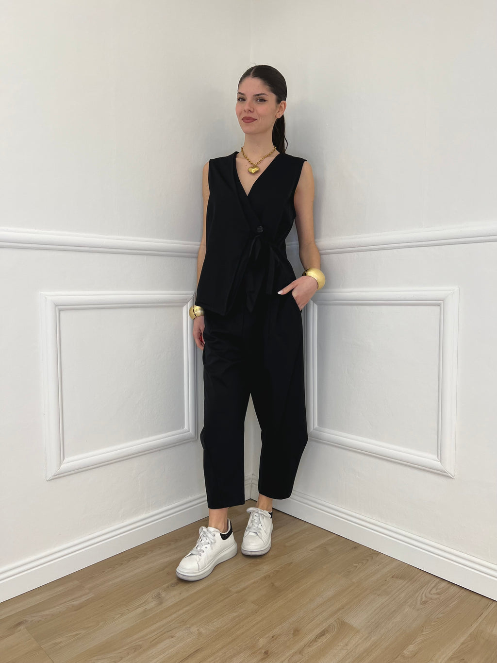 Pantalone Balloon Punto Milano 9516 Nero