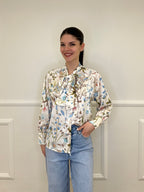 Camicia Floreale Con Fiocco 2598 Azzurro