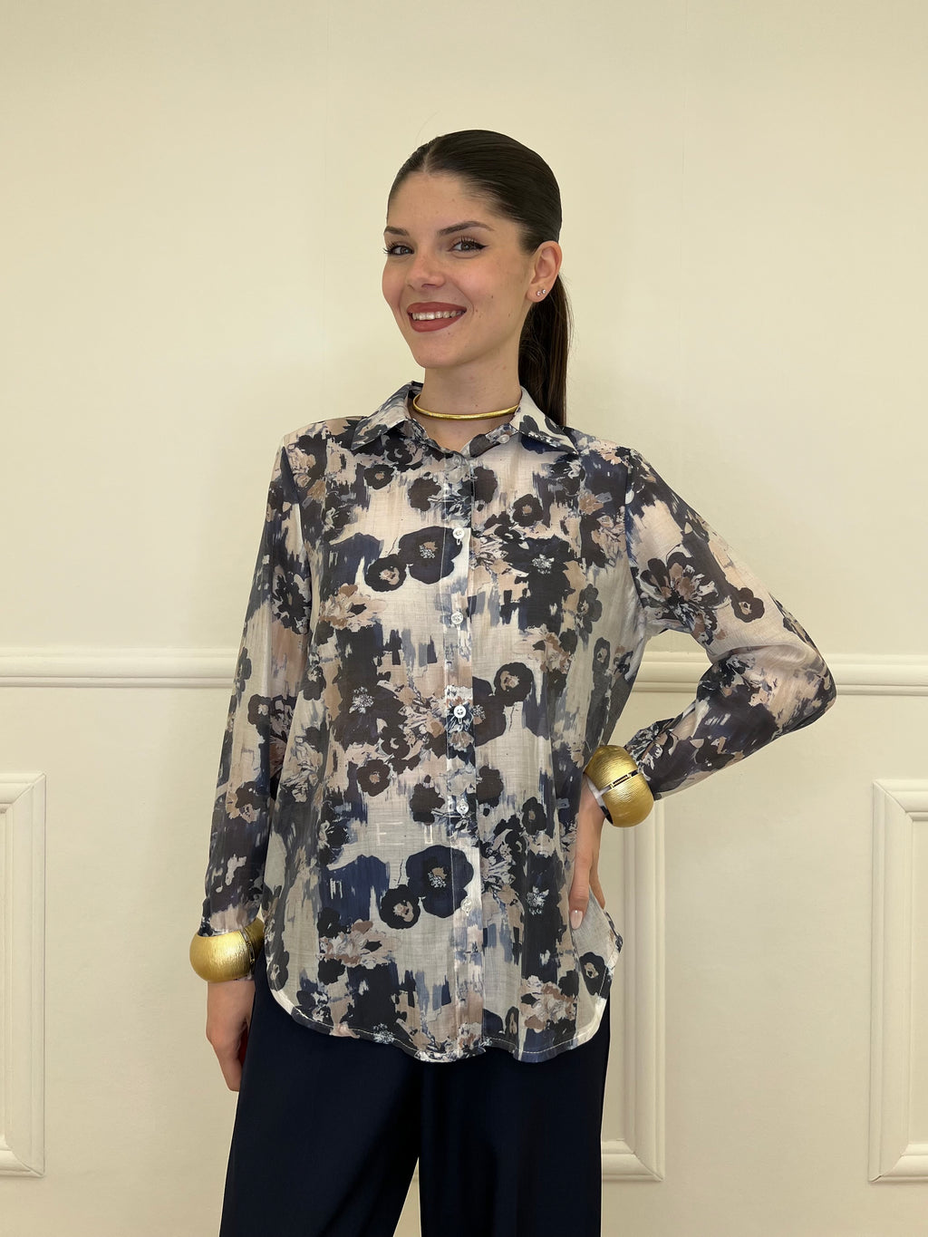 Camicia Tencel Fantasia 3189 Blu