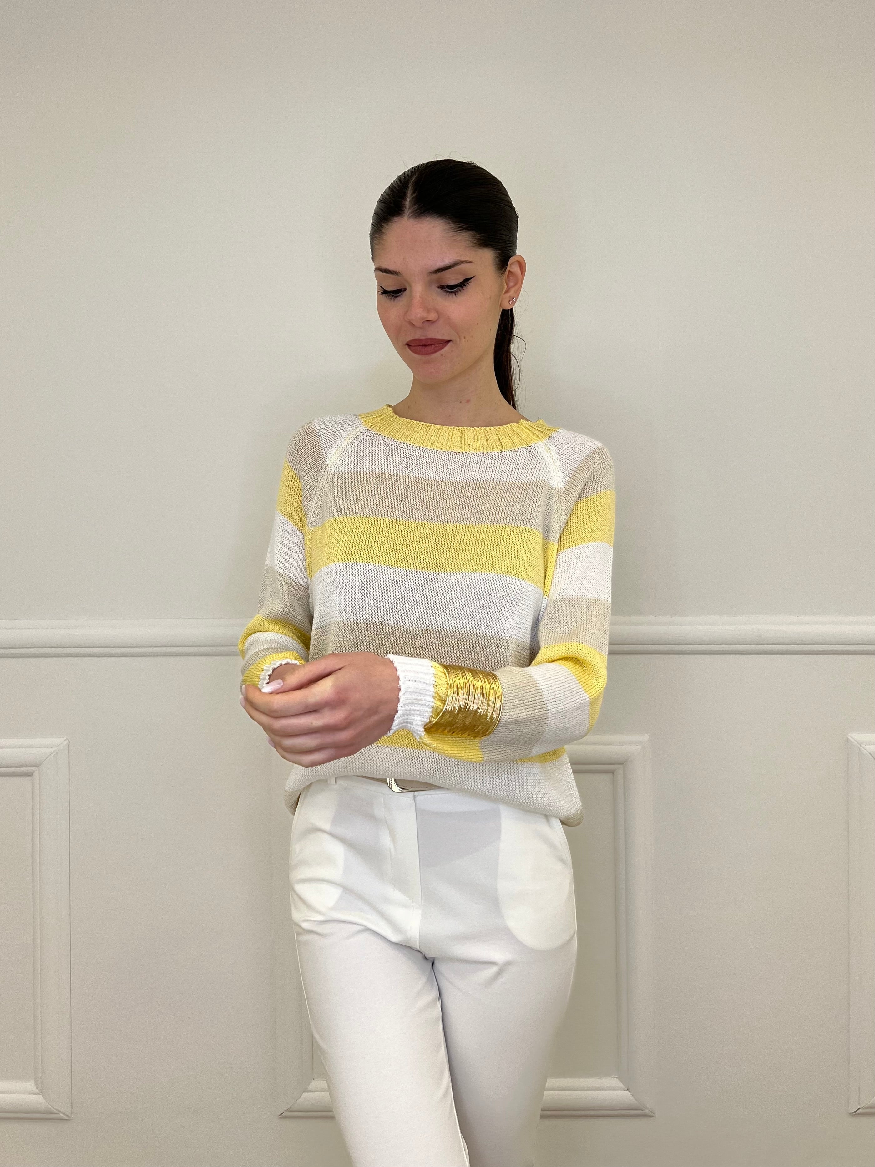 Maglia a Righe 25054 Giallo