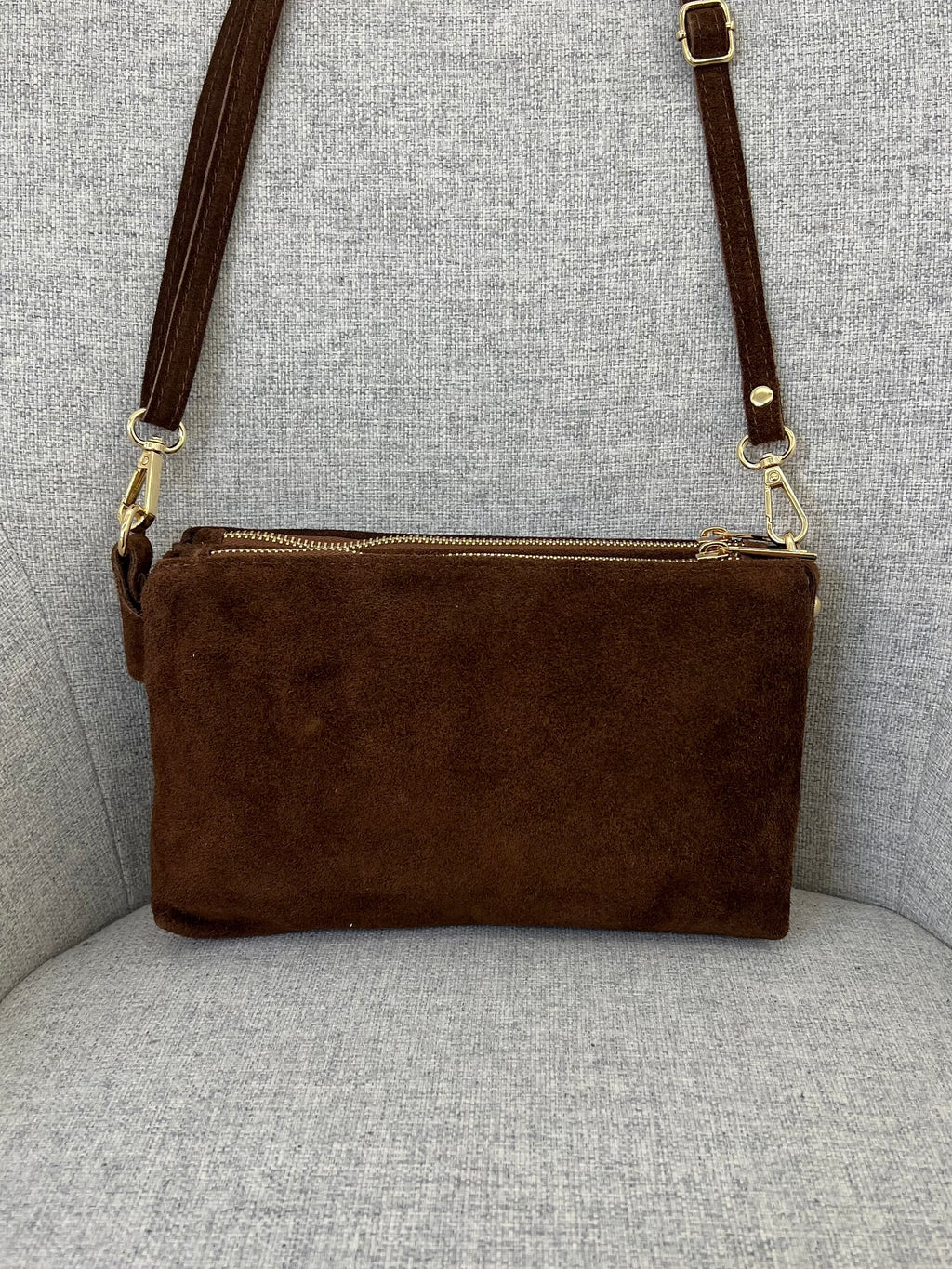 Pochette Doppia Vera Pelle Scamosciata VPB002