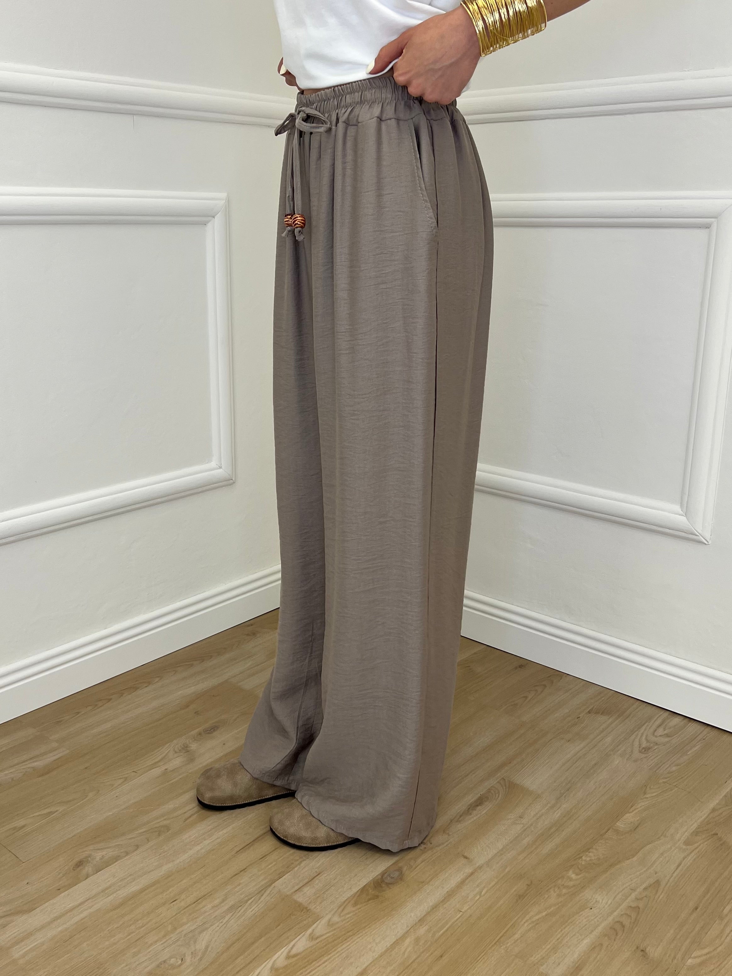 Pantalone Froissé Coulisse 81005 Taupe