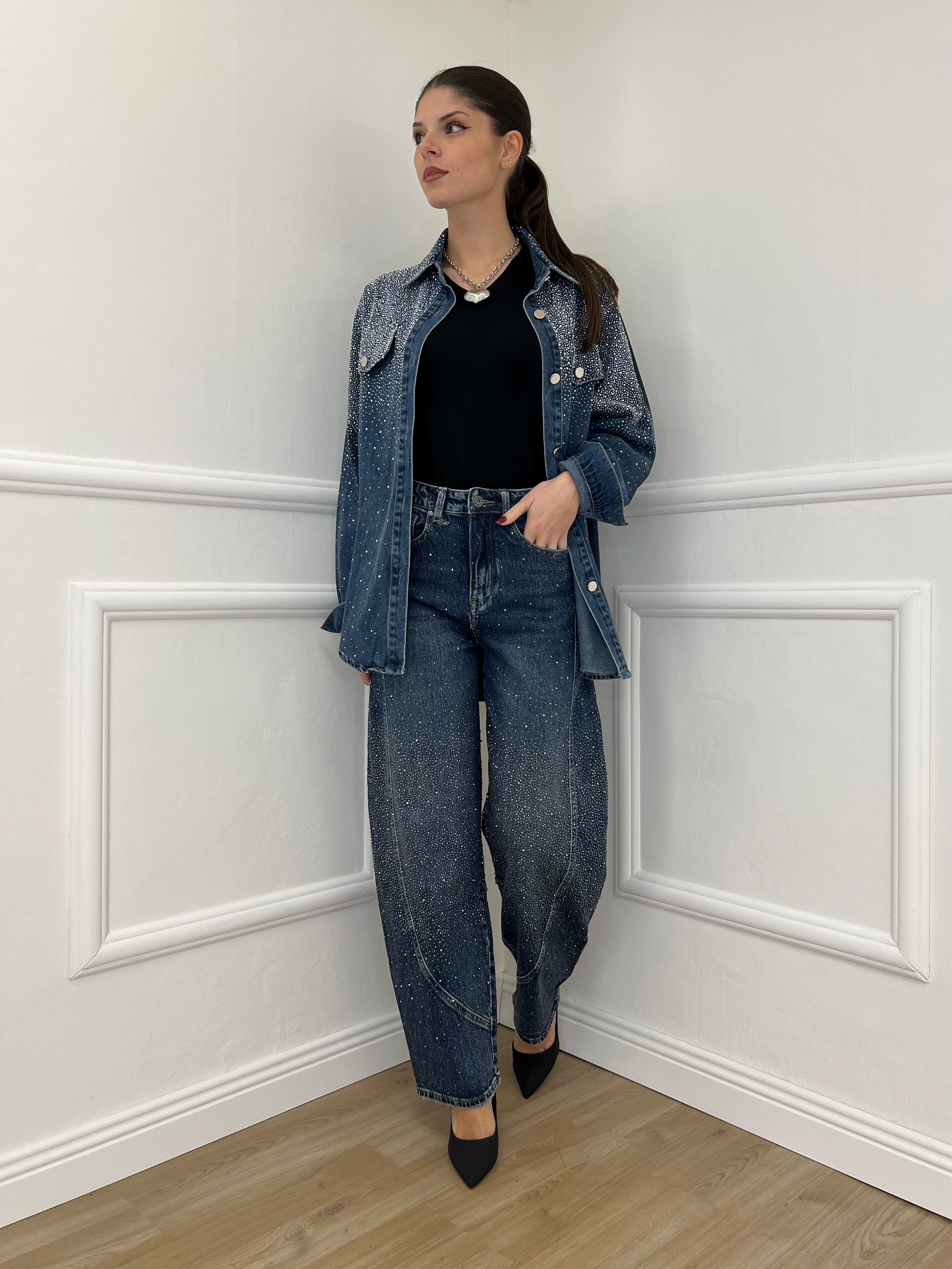 Jeans Ballon Strass 2355 Blu