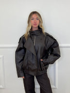 Bomber Ecopelle Martellata F01 Marrone