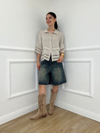 Camicia Lino Maniche Sangallo 1788 Beige