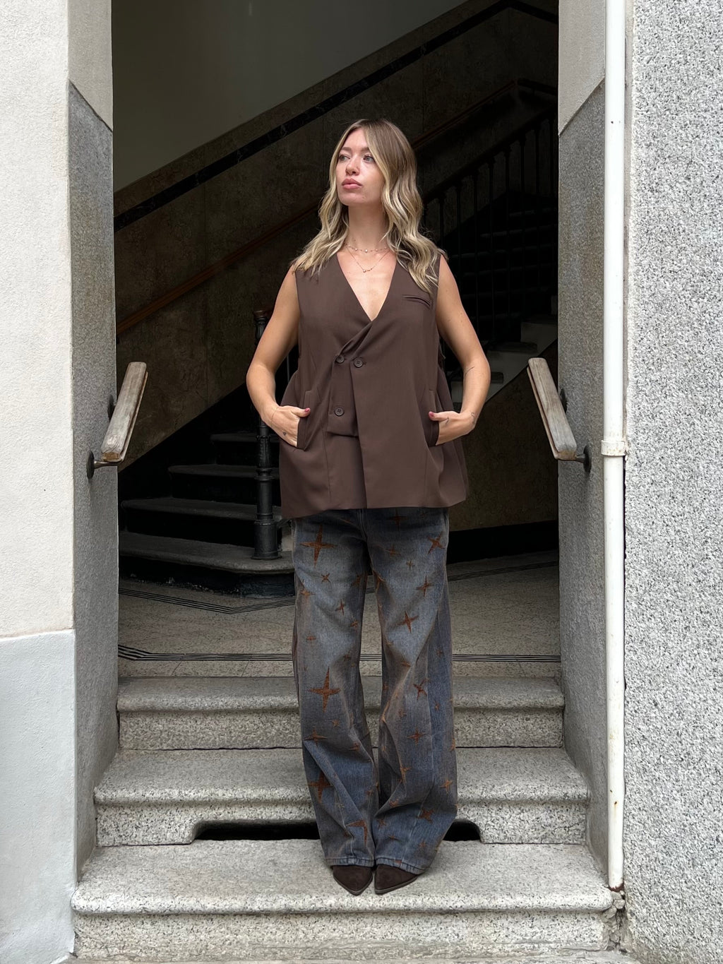 Gilet Doppia Chiusura 168958 Marrone