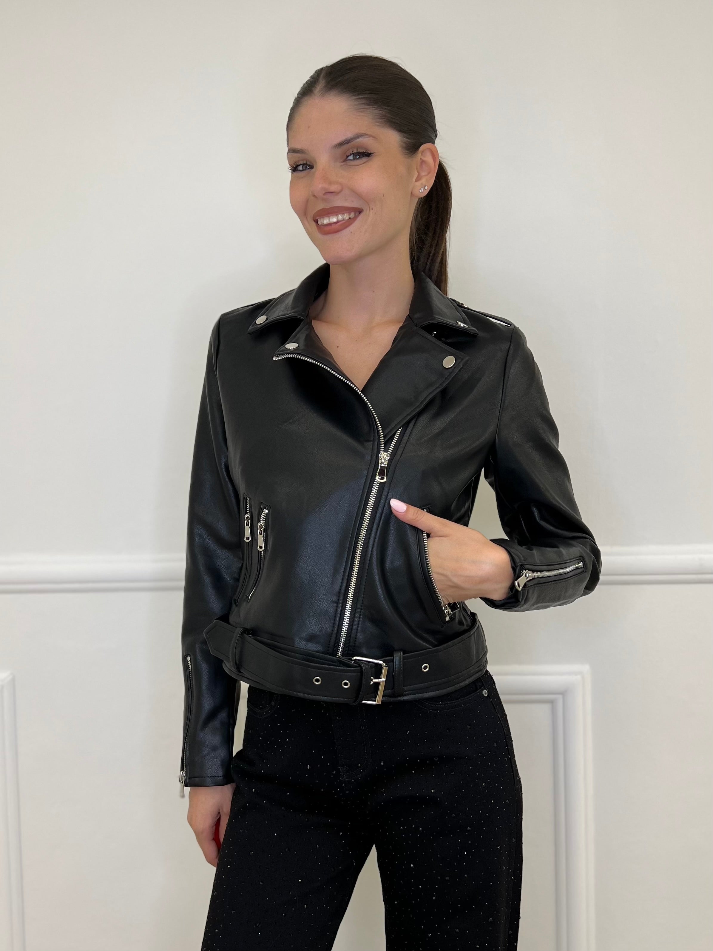 Chiodo Ecopelle HQ008 Nero - Bazar Abbigliamento