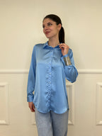 Camicia Basic in Satin 24244 Azzurro