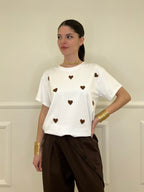 T-shirt Over Con Ricamo Cuori 12659