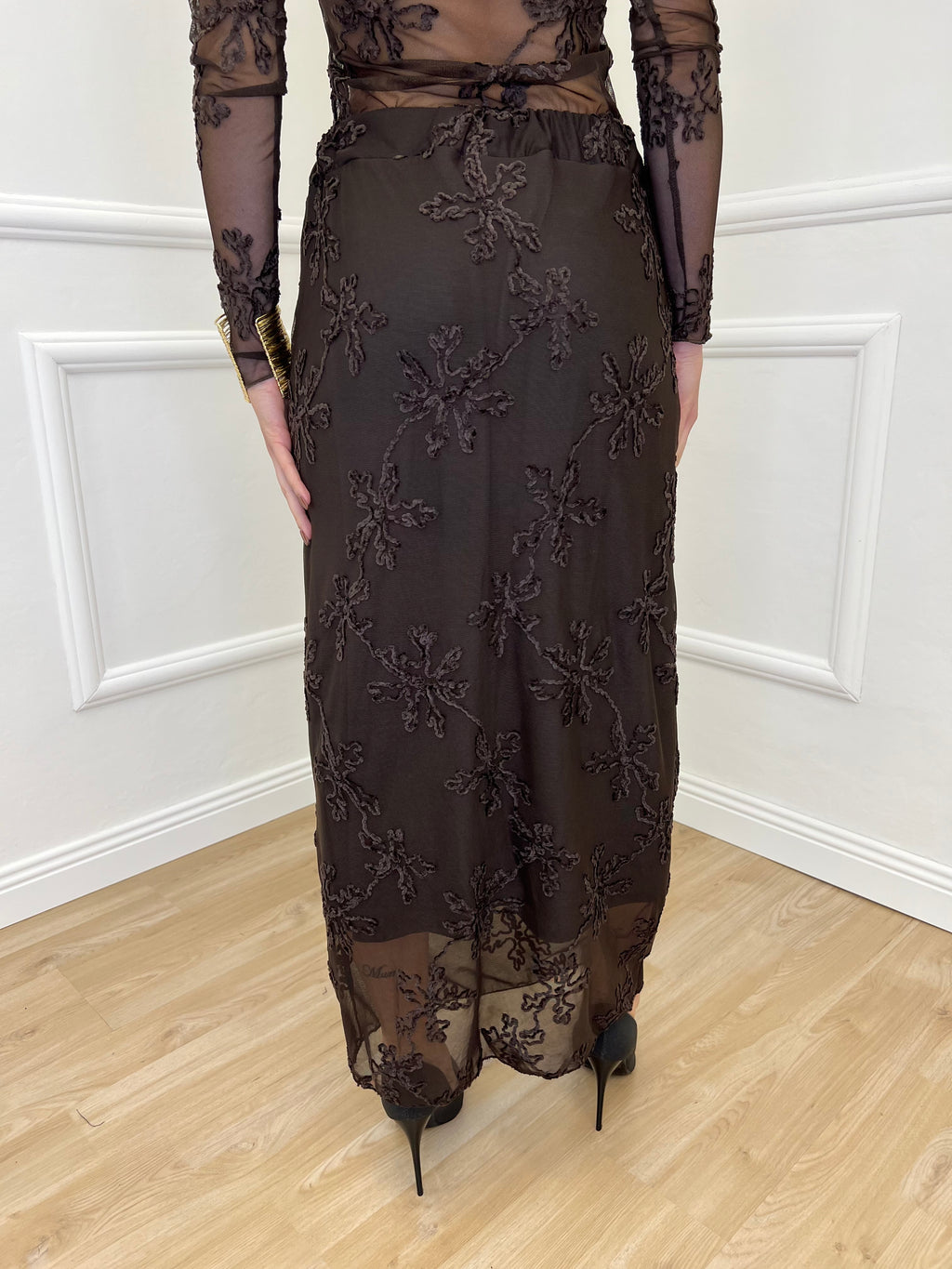 Gonna Tulle Ricami 139-833 Moro