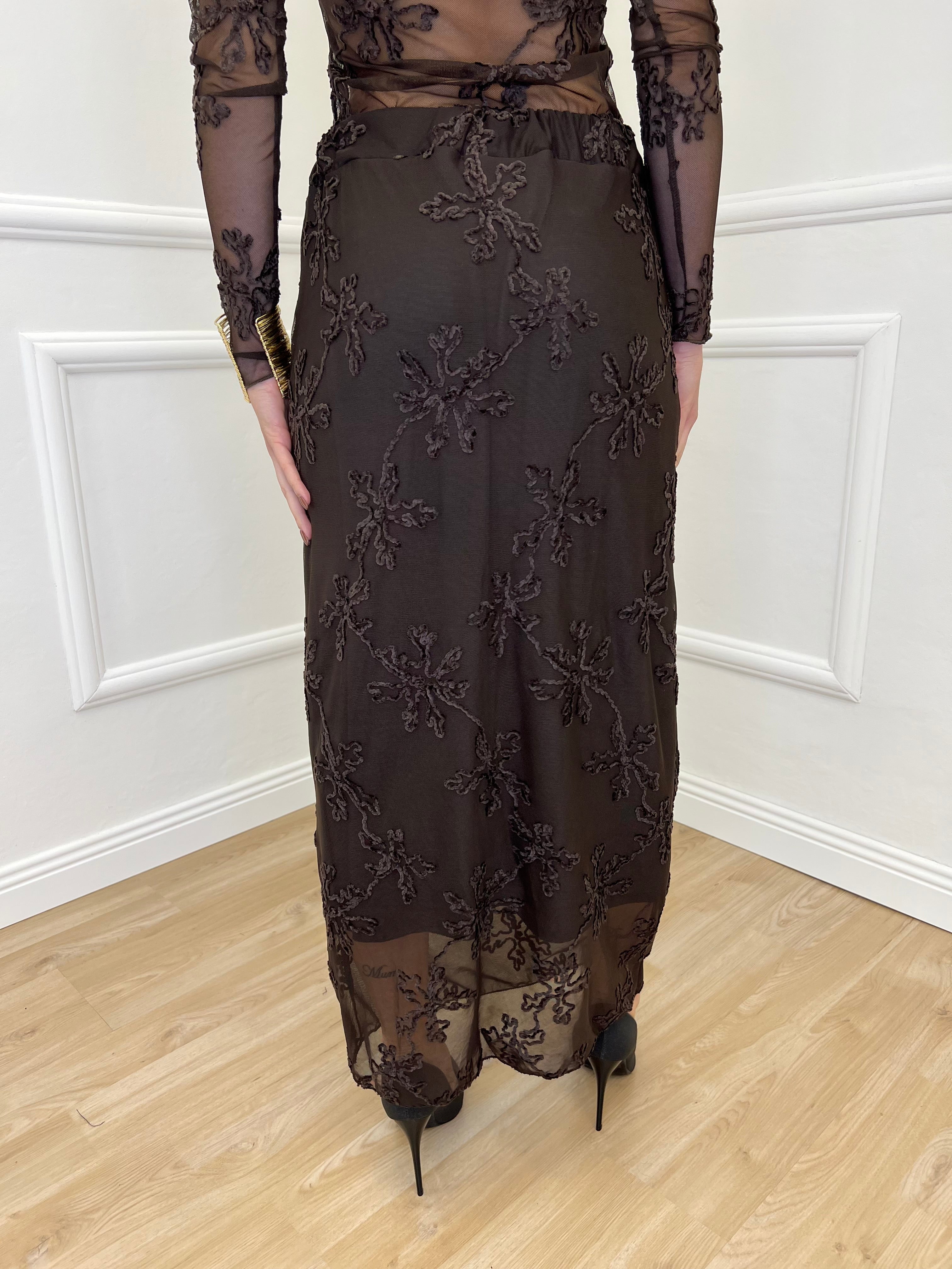 Gonna Tulle Ricami 139-833 Moro