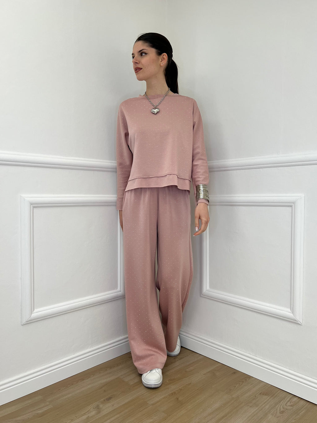 Completo Tuta Strass 036521 Rosa