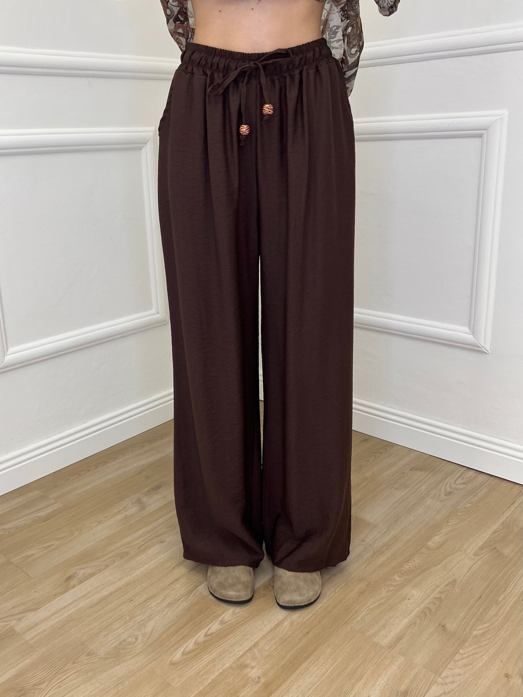 Pantalone Froissé Coulisse 81005 Marrone