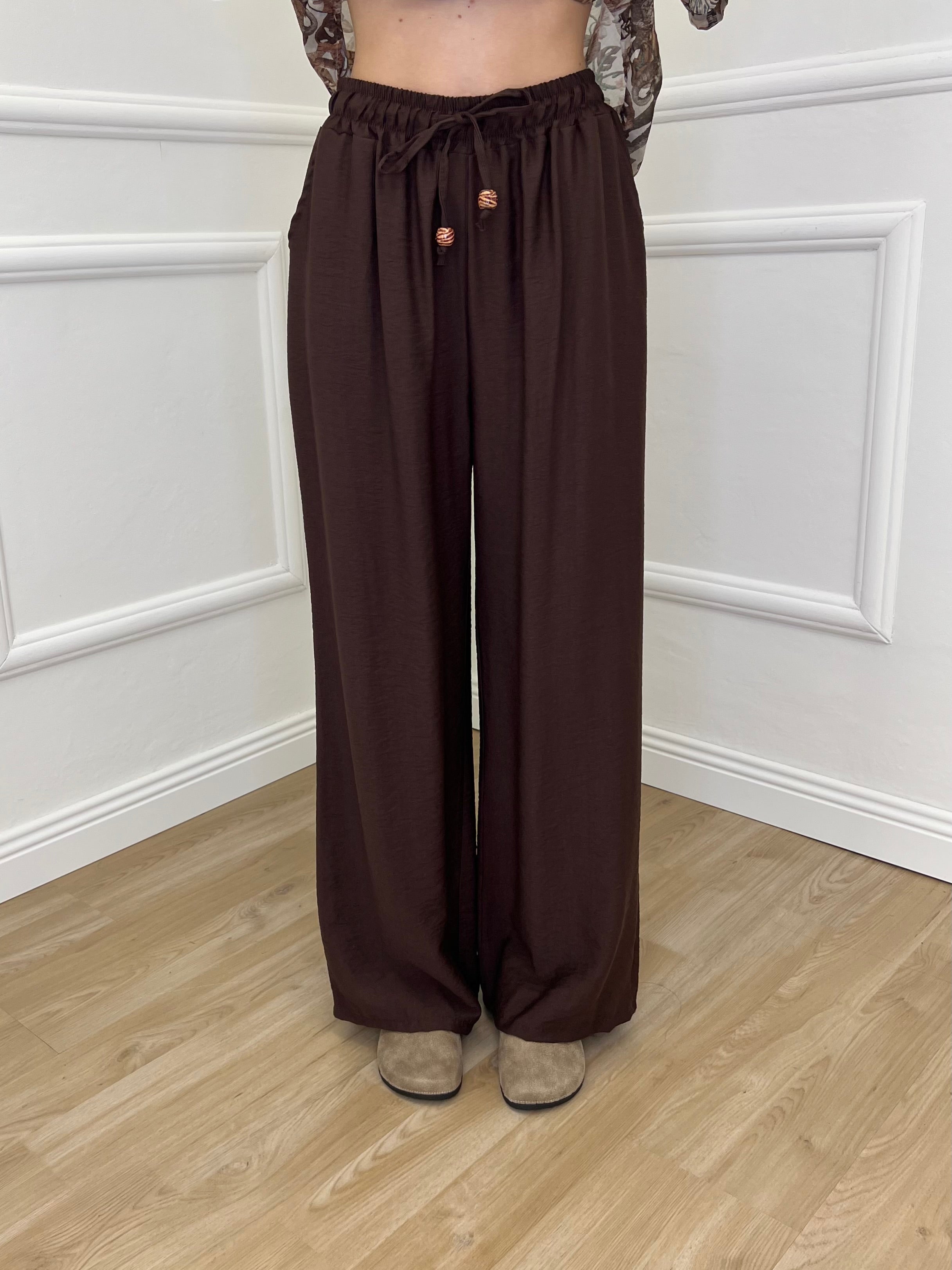 Pantalone Froissé Coulisse 81005 Marrone