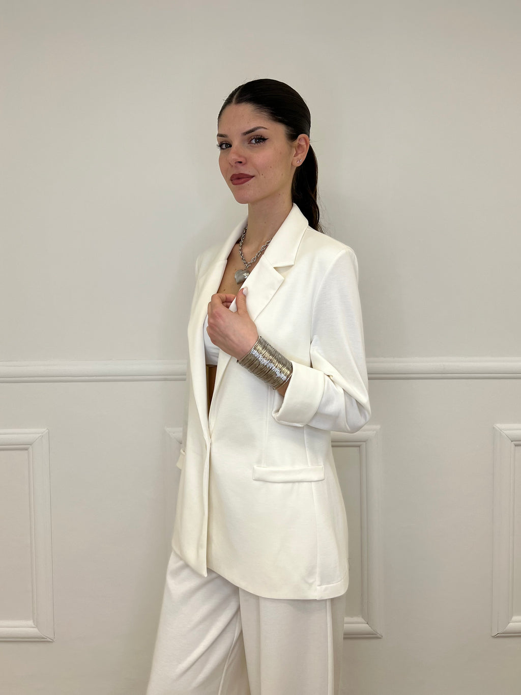 Blazer in Viscosa 27435 Panna