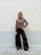 Jeans Palazzo Stonewash 9388 Marrone