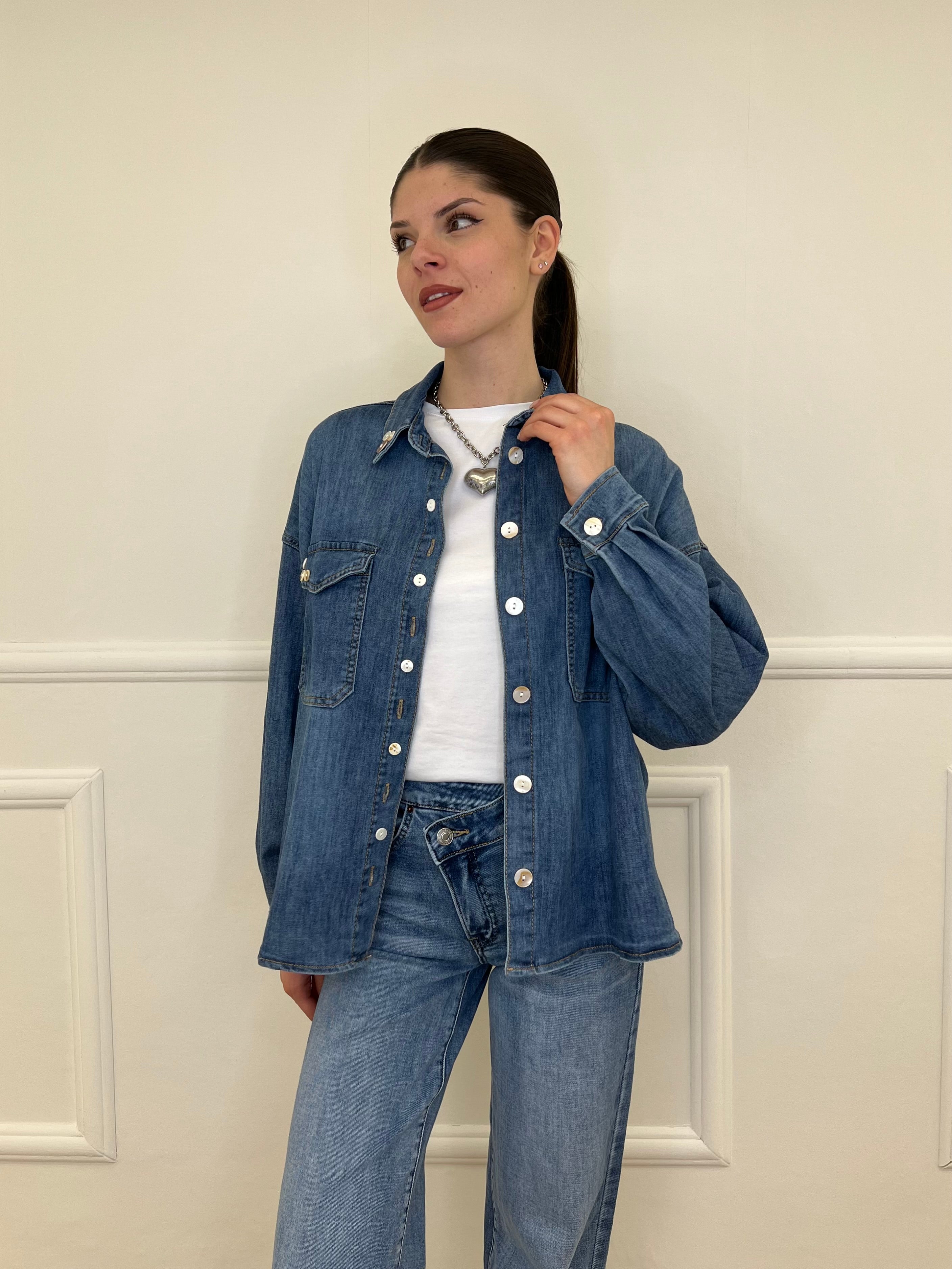 Camicia Denim Over Bottoni JC971