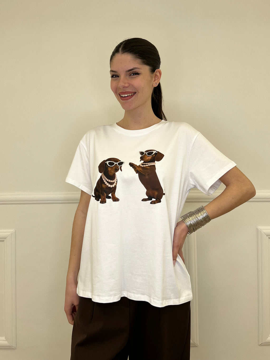 T-shirt Over Bassotti Occhiali e Strass