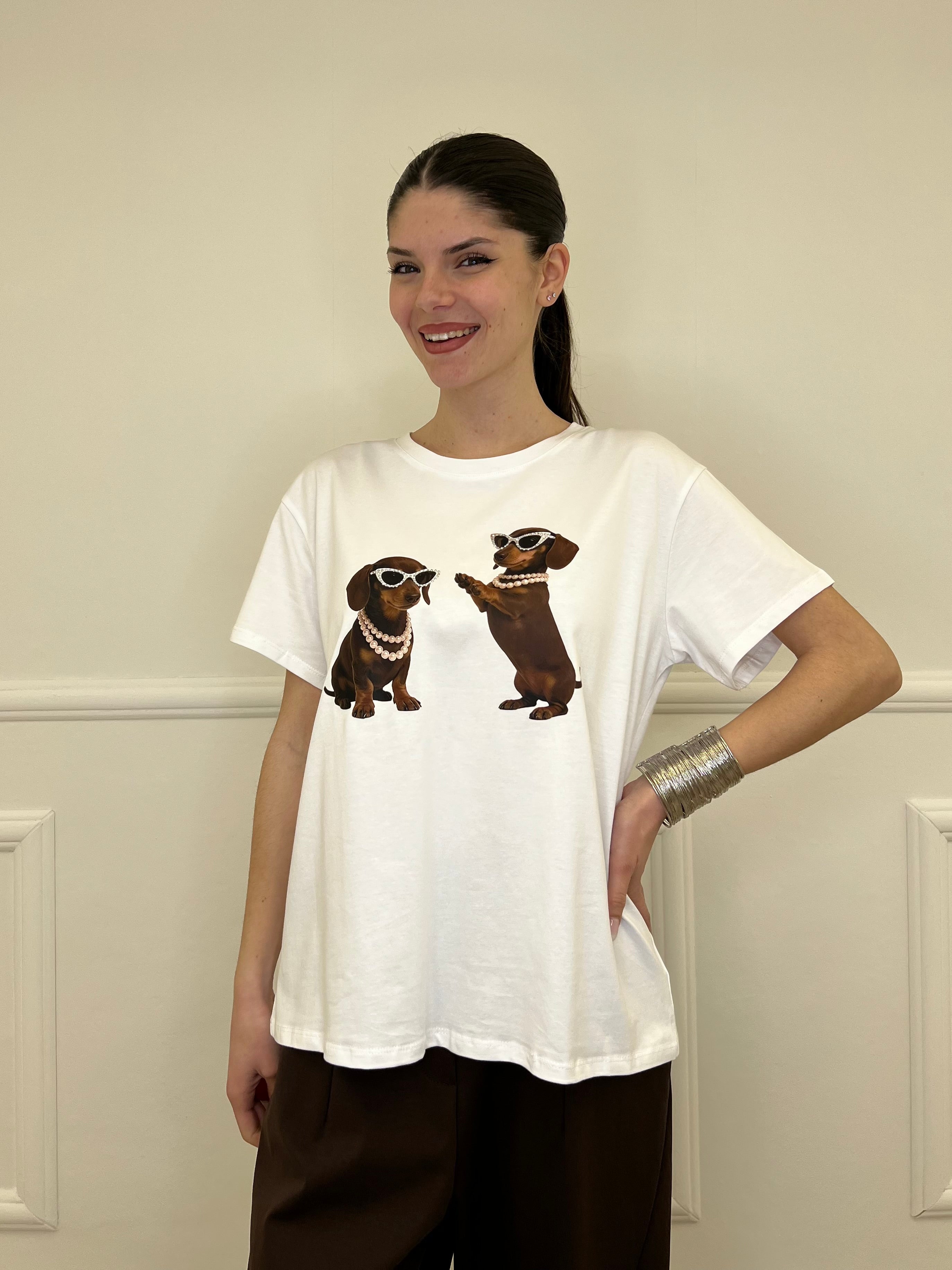 T-shirt Over Bassotti Occhiali e Strass