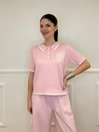Polo in Maglia Jacquard L8086 Rosa