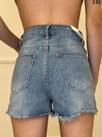 Shorts Denim Sfrangiato Con Strass 6632