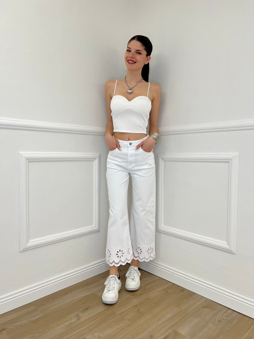 Top Con Spalline 25206 Bianco