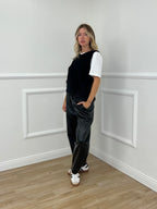 Pantalone Baggy Ecopelle D28945 Nero