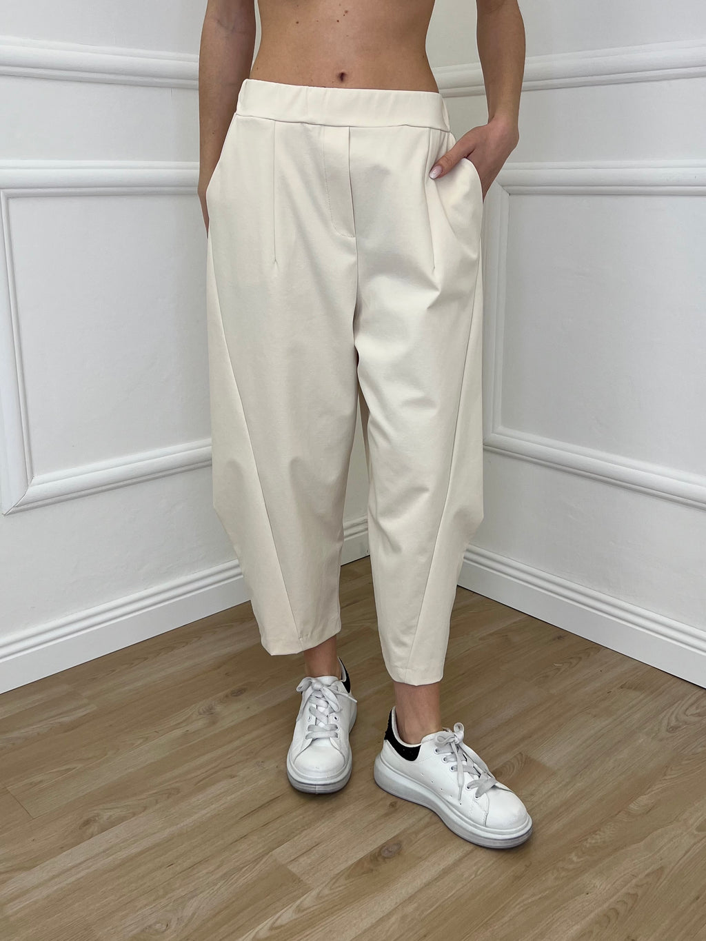 Pantalone Balloon Punto Milano 9516 Panna