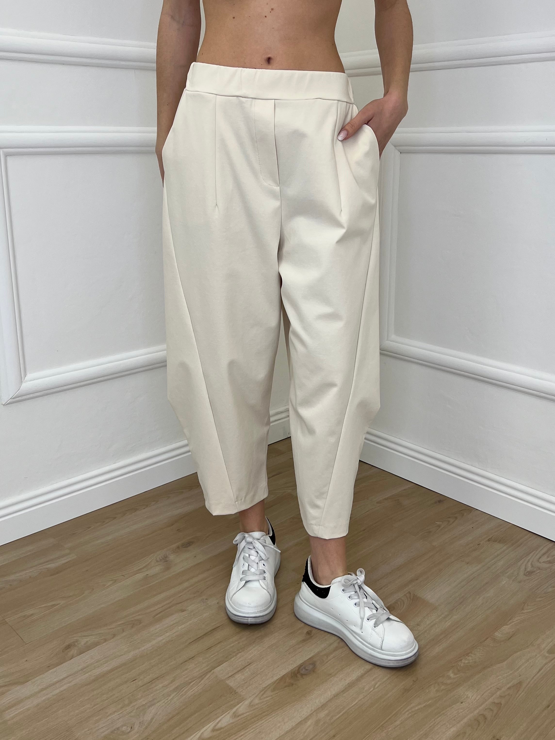 Pantalone Balloon Punto Milano 9516 Panna
