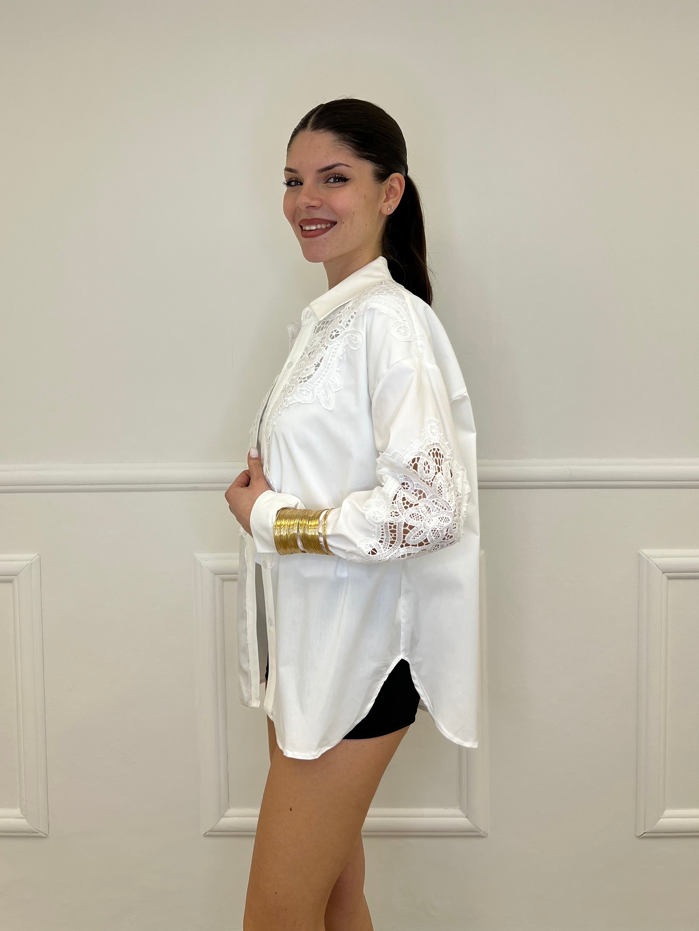 Camicia Inserti Sangallo 2264 Bianco