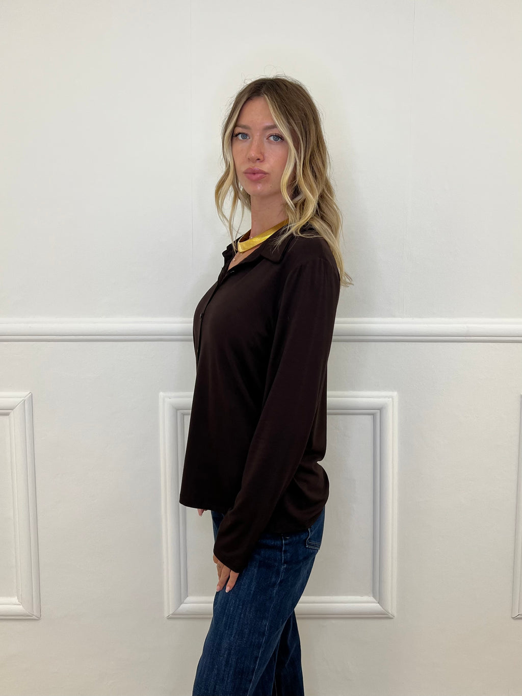 Camicia In Jersey Di Viscosa 28163L Marrone