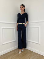 Pantalone Dritto Punto Milano 2403 Blu