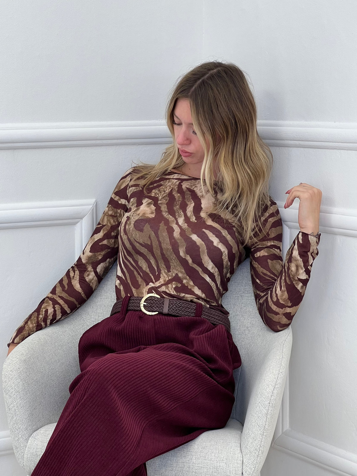 Maglia Ultralight con Cashmere Zebra a Barchetta