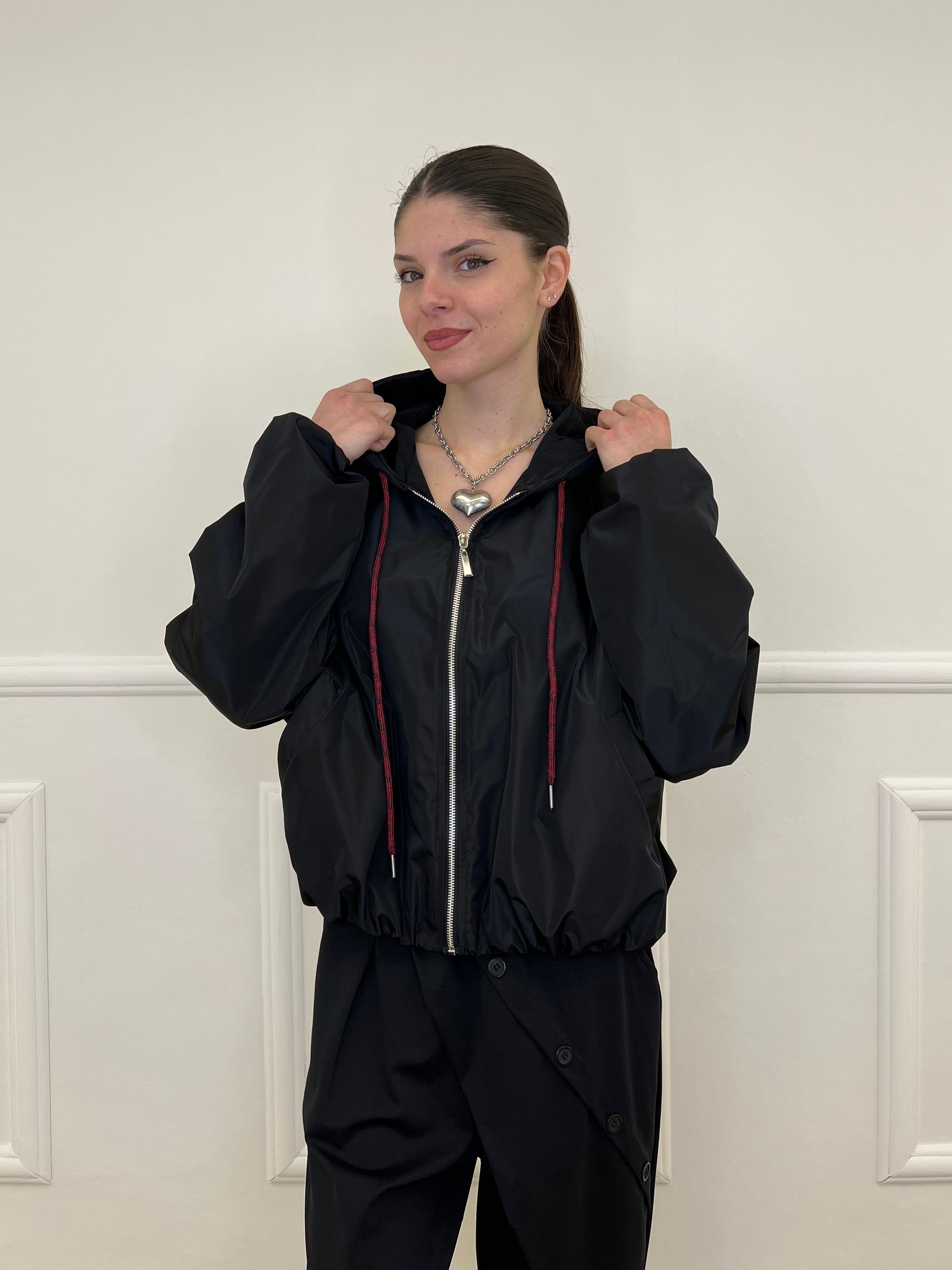 Giubbino Taffetà Cappuccio 5029 Nero