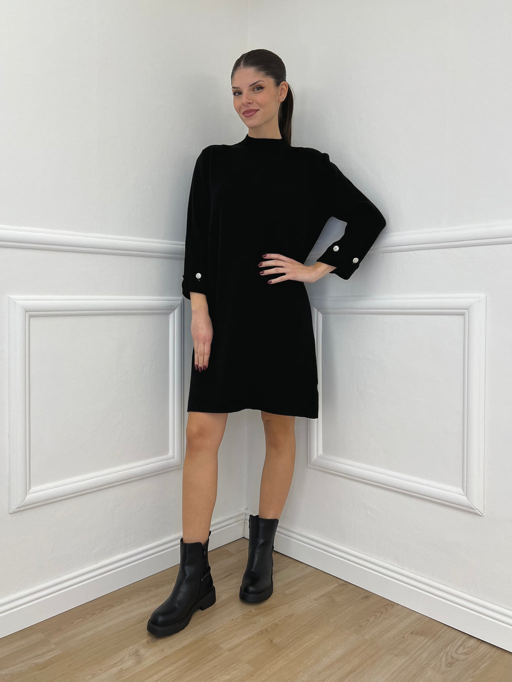 Abito in Maglia 9432 Nero