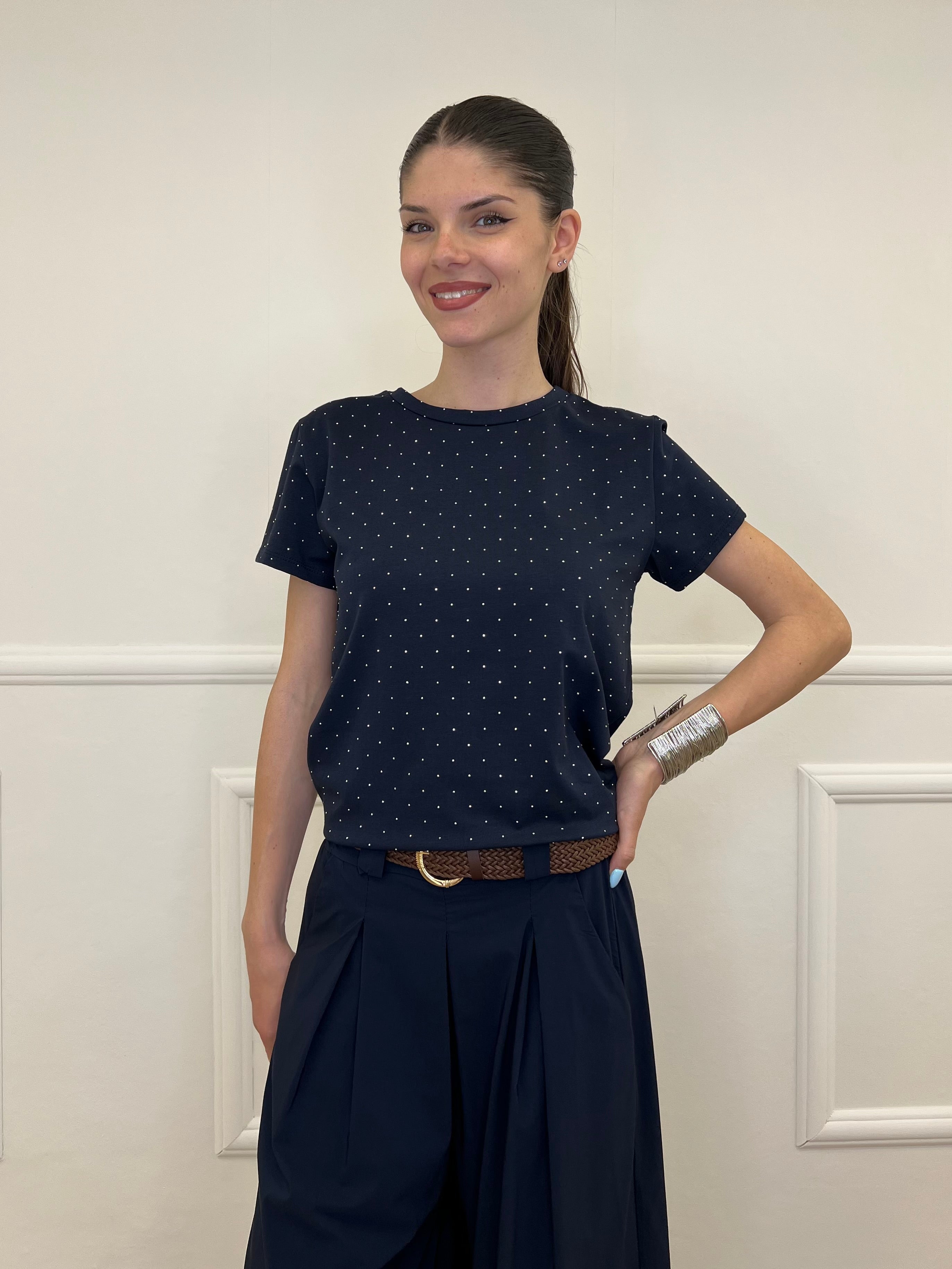 T-shirt Strass 8142 Blu