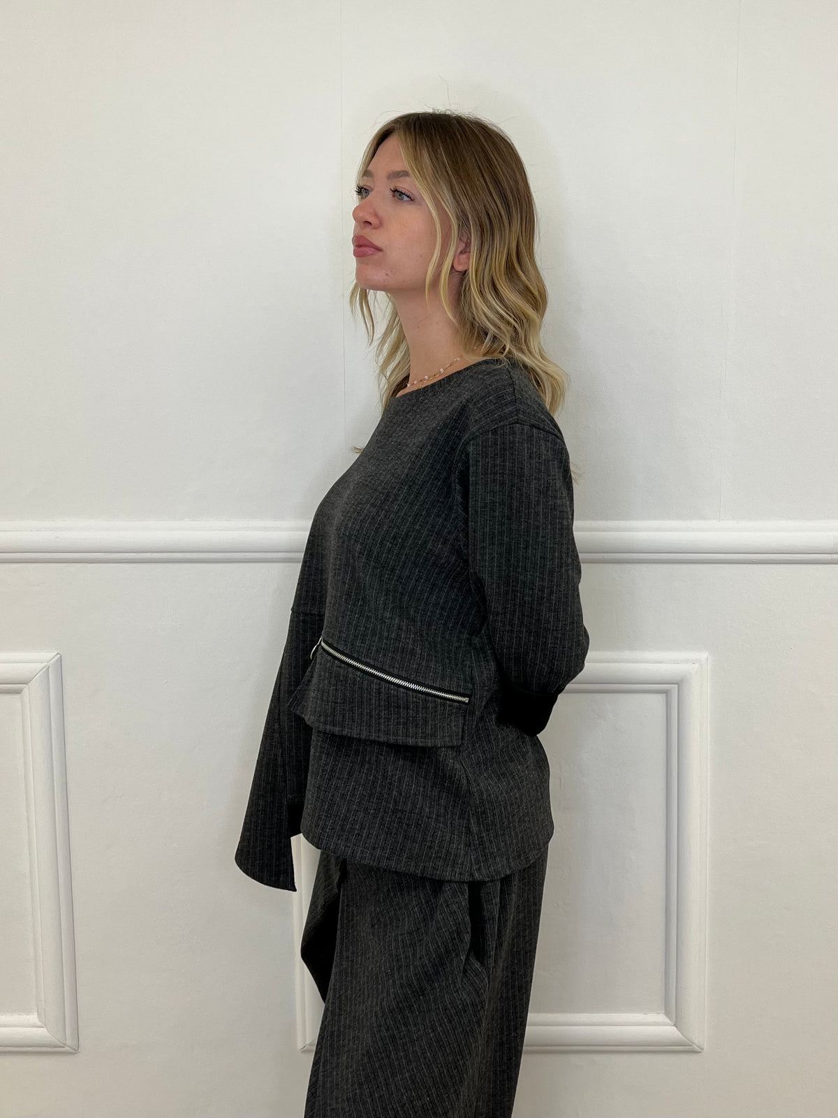 Felpa Regimental Asimmetrica 42651 Grigio