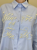 Maxi Camicia con Perle K880 Azzurro