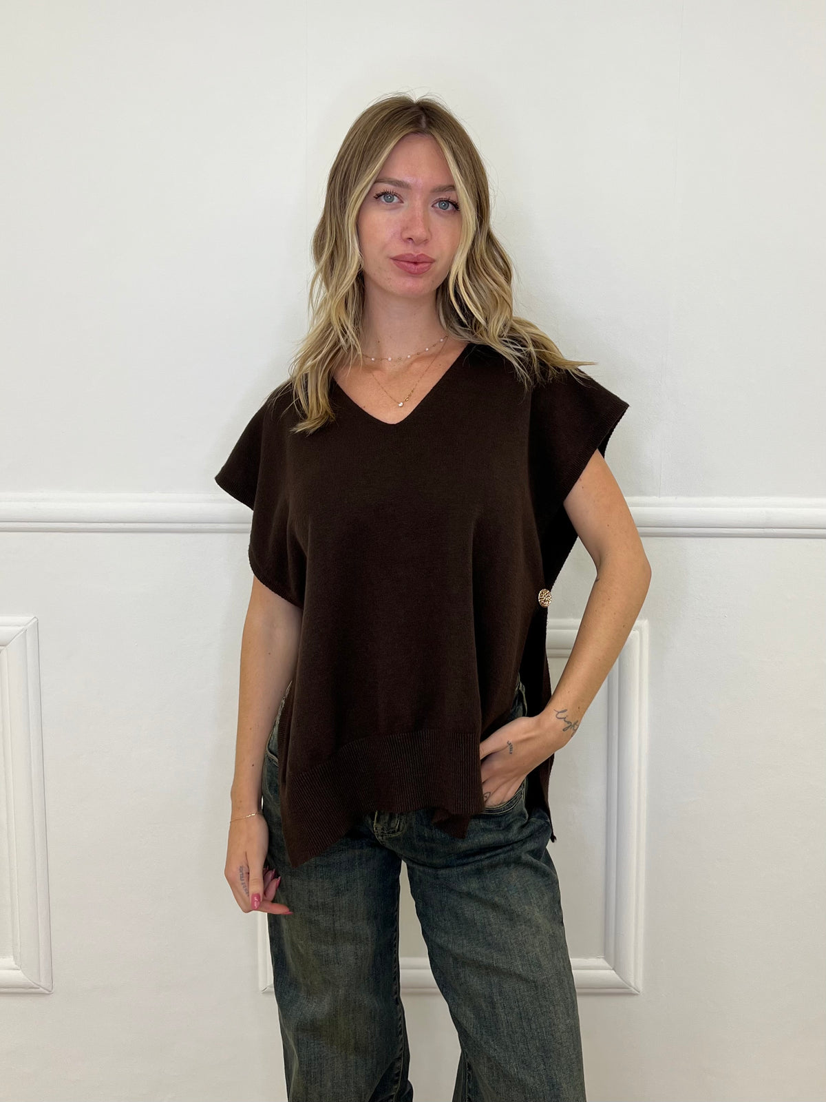 Maglia Viscosa e Alpaca con Bottoni 3502