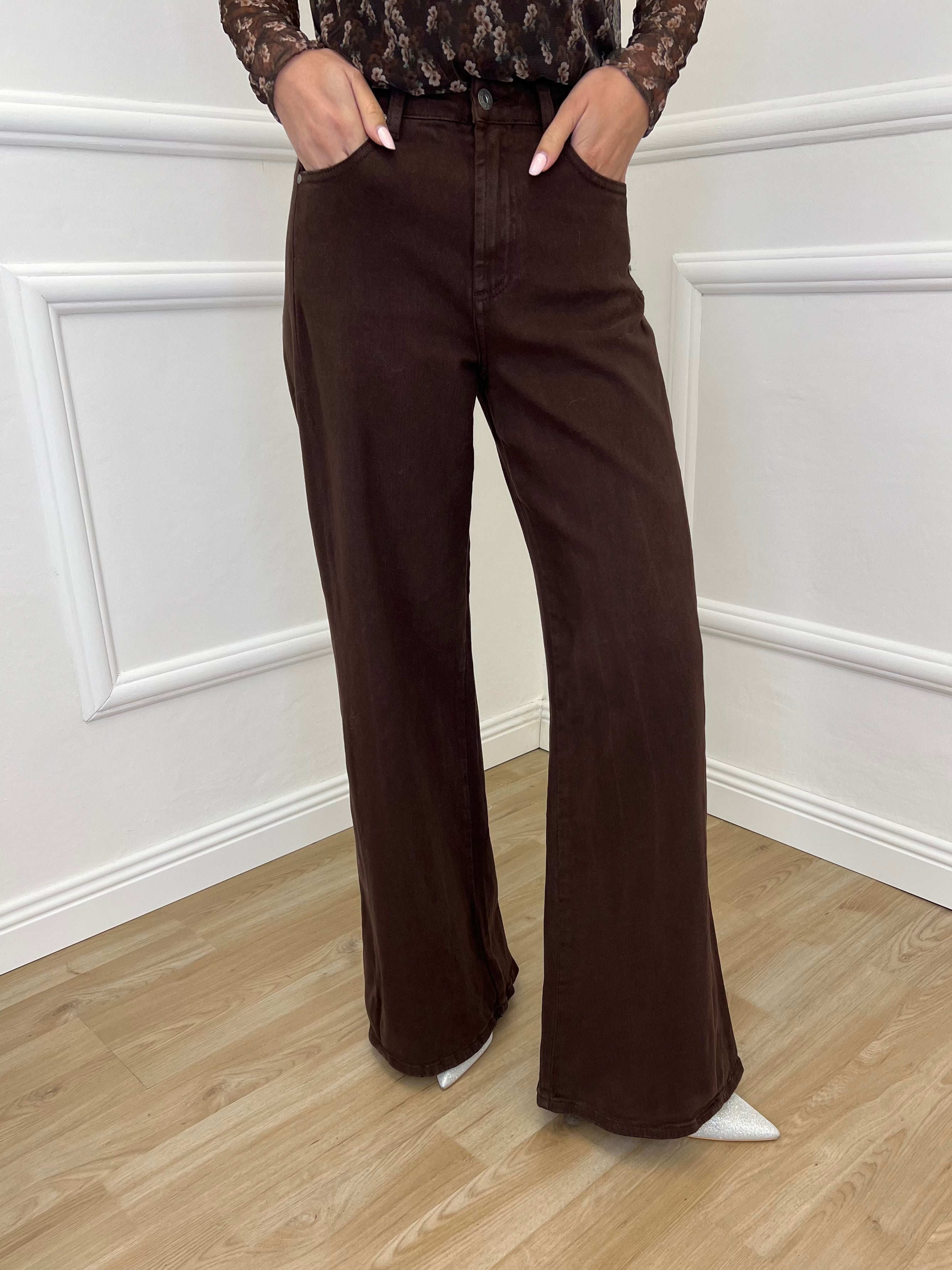 Jeans a Palazzo 2297 Marrone