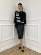 Maglia Asimmetrica Pizzo Bicolor 0225 Nero