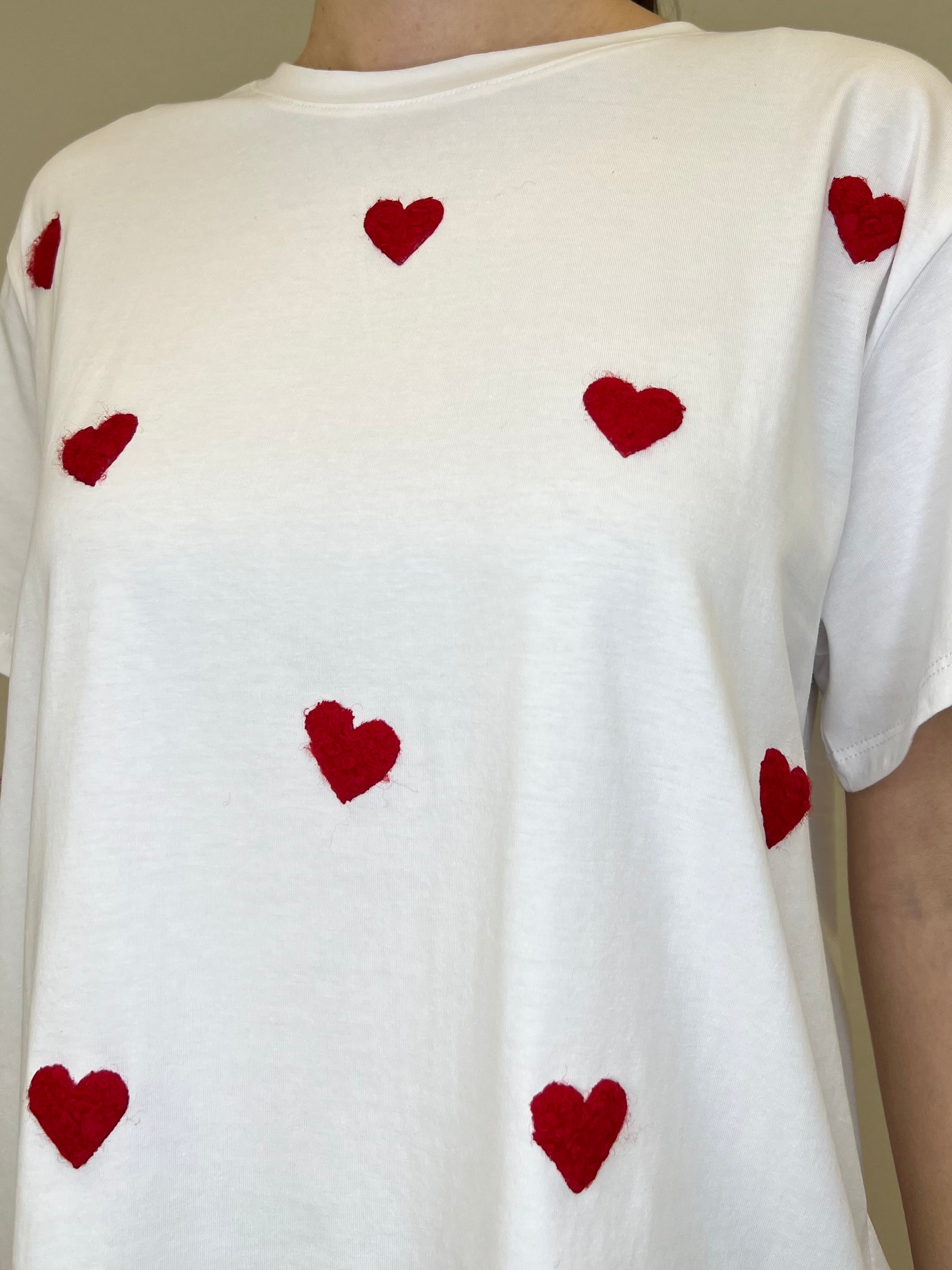 T-shirt Over Con Ricamo Cuori 12659