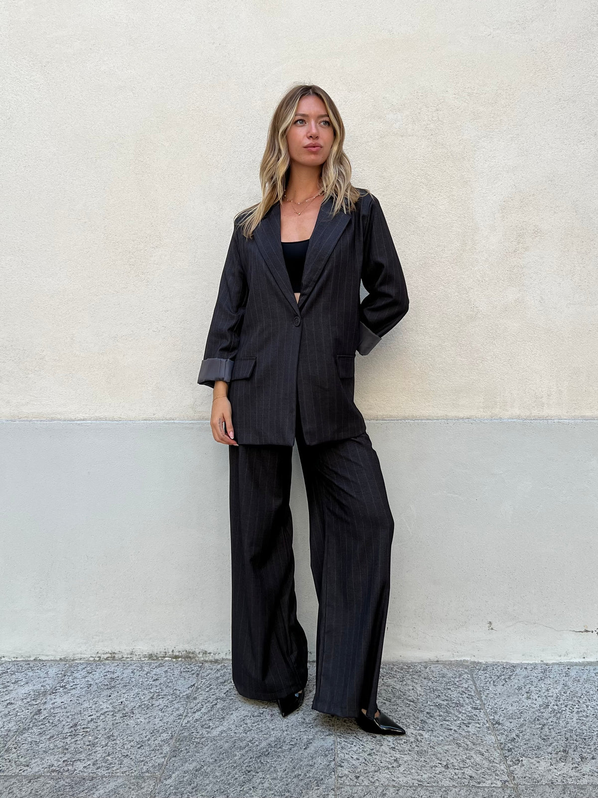 Blazer Over Gessato 5898 Grigio