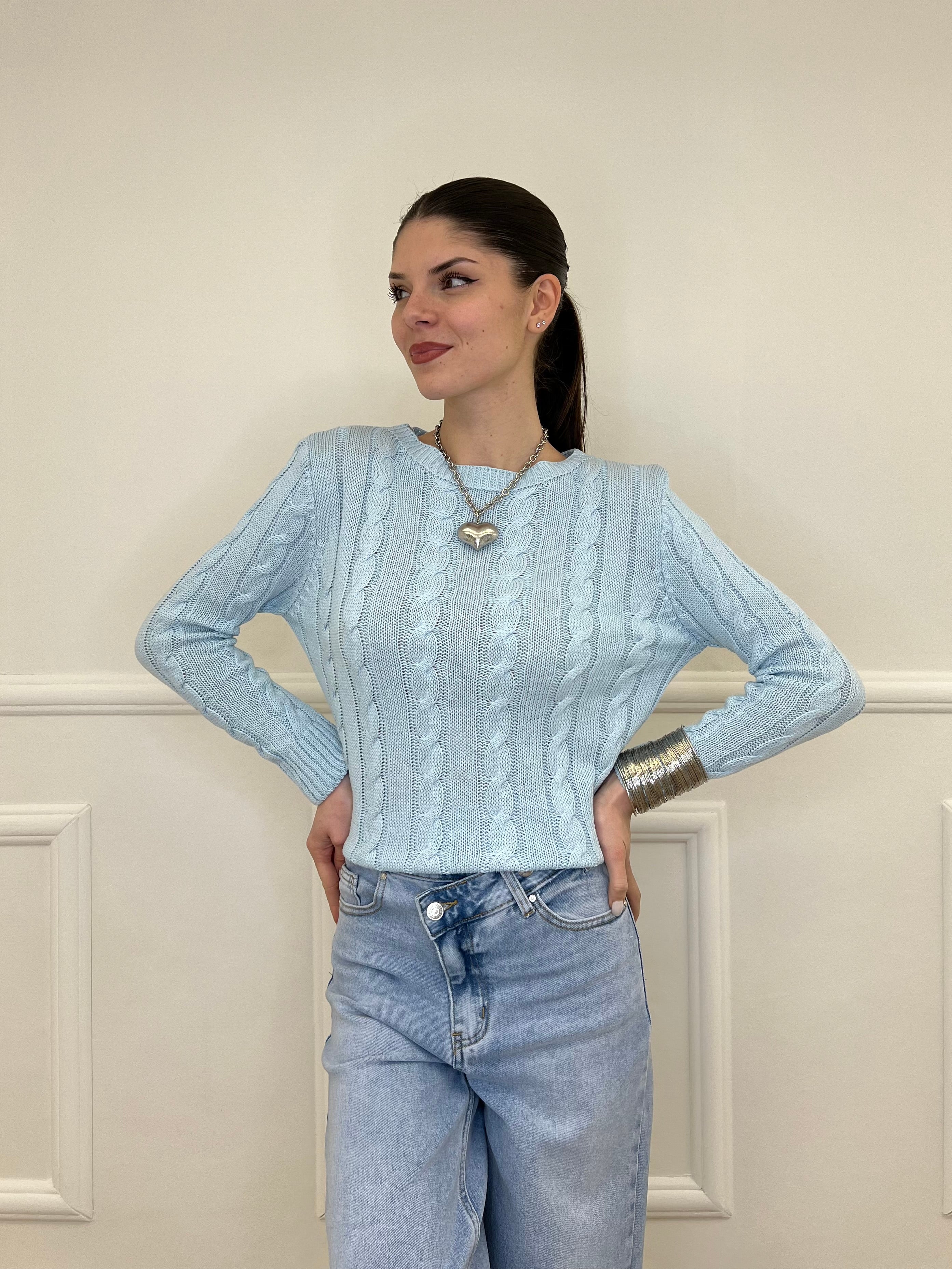 Maglia Trecce FE26122 Azzurro