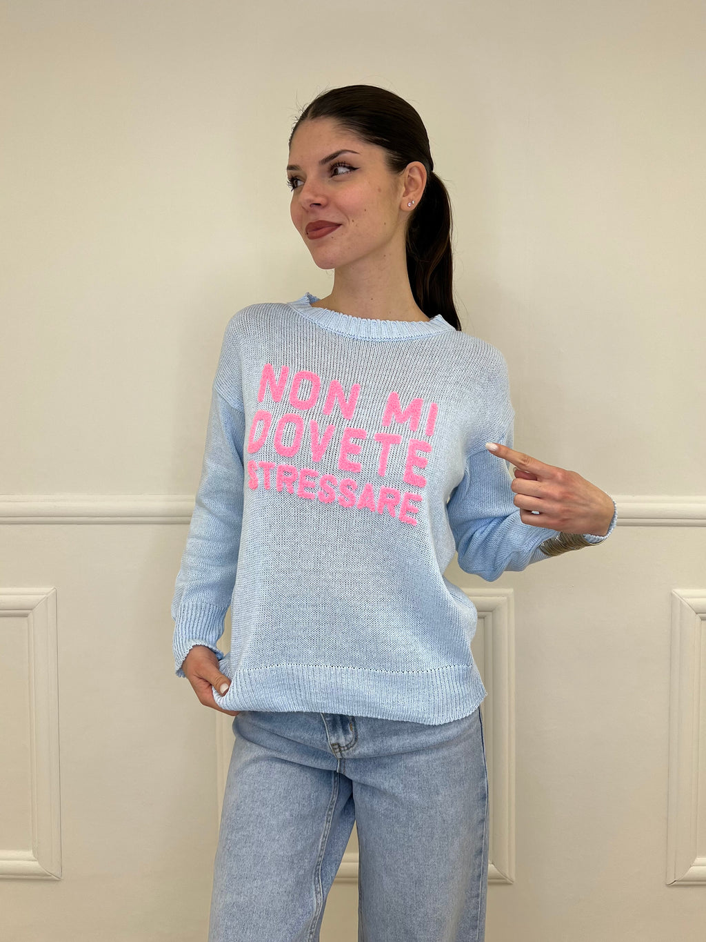 Maglia "Non Mi Dovete Stressare" 3695 Azzurro