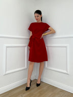 Vestito Con Drappeggio e Fiocco 4782 Rosso
