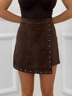 Panta Gonna Scamosciato Borchie D28091 Moro