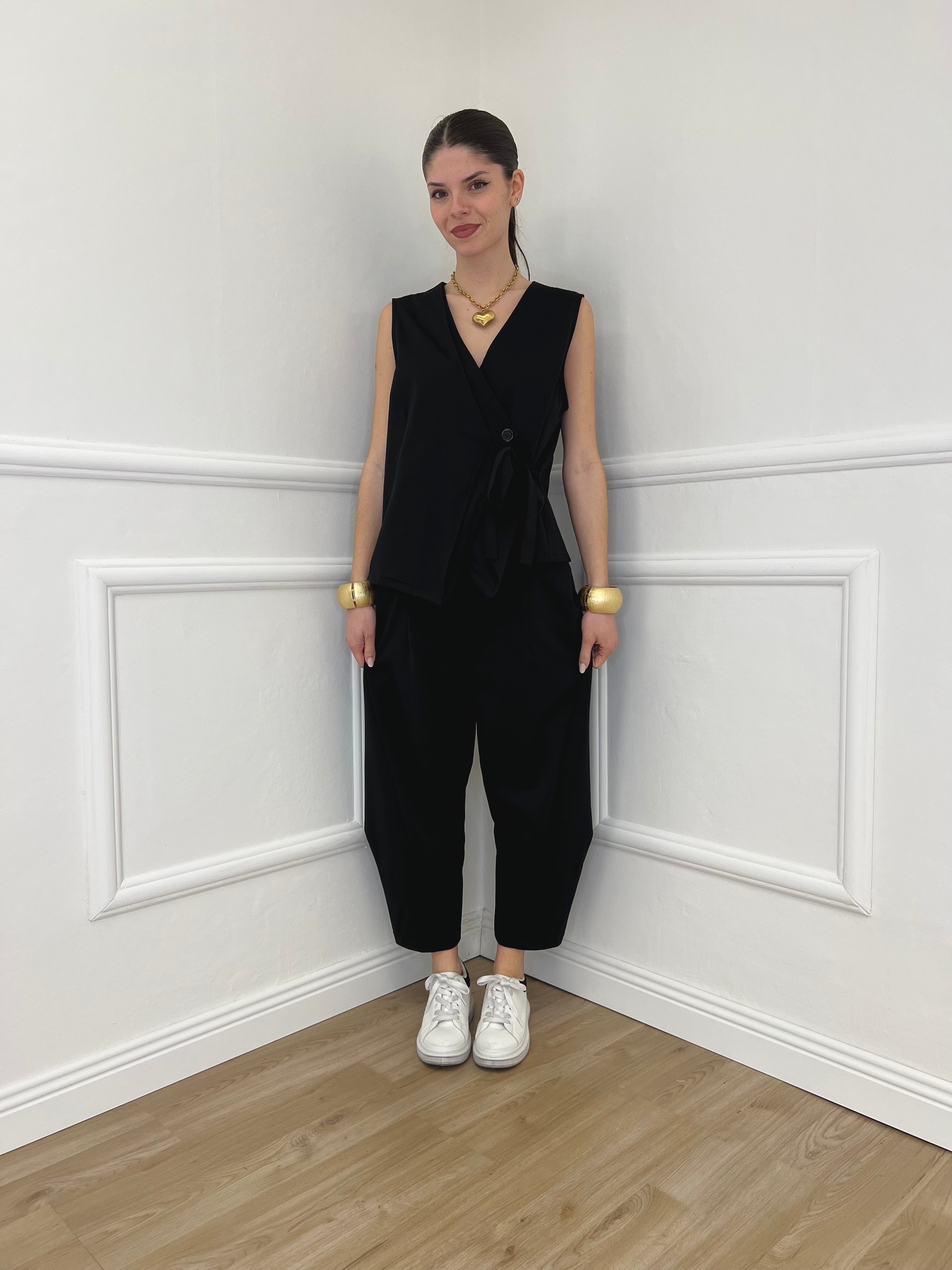 Pantalone Balloon Punto Milano 9516 Nero